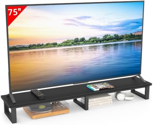 YAOHUOO 59" Large TV Riser for 32-75 inch TV, TV Riser Stand Shelf,Black by YAOHUOO