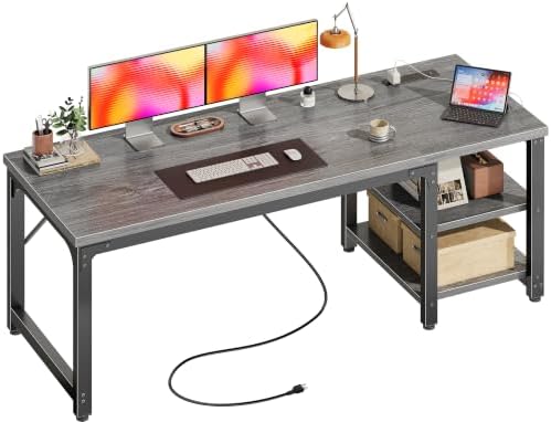 Huuger 55'' x 19.7'' Computer Desk with Power Outlets, 0.95'' Thick Desktop by Huuger