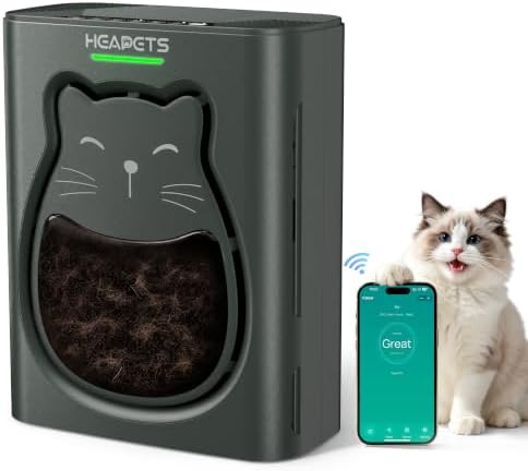 Pet Air Purifier for Home, H13 HEPA Washable Filter,Air Cleaner with APP&Air Quality Monitor for Pet Hair Dander Odor Allergies Pollutant Smoke Dust for Large Rooms 2200 Ft², Auto Mode,P365 Black by Heapets
