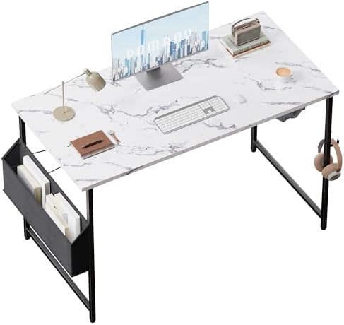 Pamray 47 Inch Computer Desk for Small Spaces with Storage Bag, Home Office Work Desk with Headphone Hook, Small Office Desk Study Writing Table by PAMRAY