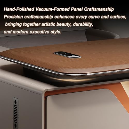 Executive Office Desk with Storage Cabinet,Modern l Shaped Executive Desk,50MM Thick Desktop for CEO Office, Reception & Commercial Workspace - Image 4