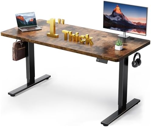 SIAGO Brown 60x28 in Standing Desk, 1 Inch Thick Tabletop, Double Frame by SIAGO