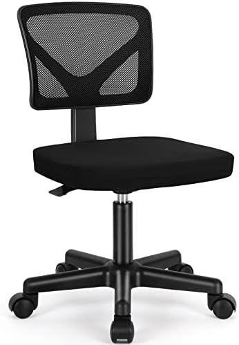 Sweetcrispy Small Armless Desk Chair, Mesh Rolling Office Chairs by Sweetcrispy