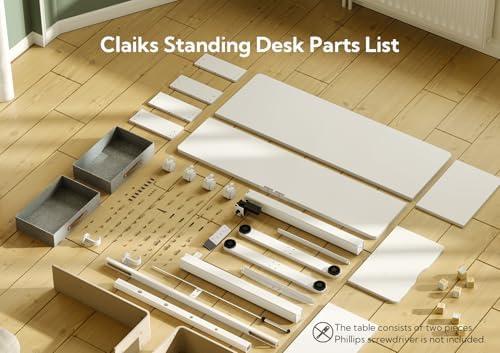 Claiks Standing Desk with Drawers & Wheels, 2 Height Shelf 63" White - Image 5