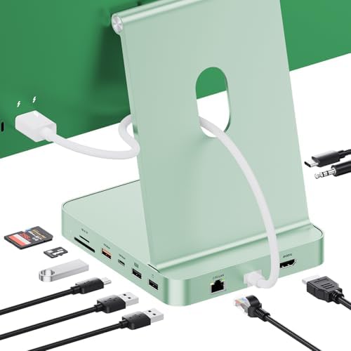 11-in-1 USB C Hub for iMac 24" 2021-2024 with M.2 NVMe 4TB SSD Enclosure by PULWTOP
