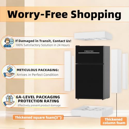 Mini Fridge with Freezer 3.2 Cu.Ft. 2 Door Refrigerator and Freezer Small Fridge for Bedroom Home Office Dorm, Small Drink Chiller, 37 dB Low Noise, Black - Image 4