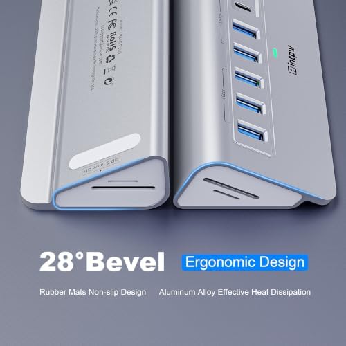 Powered USB Hub 10Gbps, intpw YH6AC Plus 10-Port USB 3.2 Hub (USB A/USB C 3.2+3 USB-A 3.0+2 PD 45W Fast Charging Ports+SD/TF Card Reader), 65W Power Adapter,Aluminum USB HUB for PC,Laptop,iPhone 17/16 - Image 6