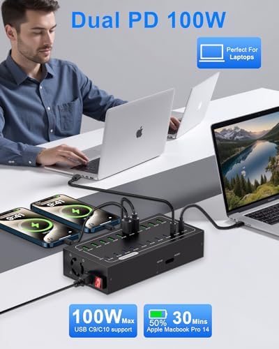 20 Port 690W USB Charging Station Dual PD100W USB C Charger for Laptop - Image 4