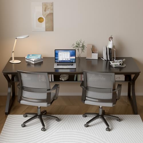 OSCHF 71-Inch Extra Long Desk with Storage Shelf, Black - Image 6