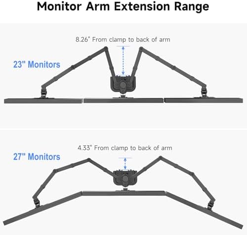 Suptek Hex LED LCD Monitor Stand up Desk Mount Extra Tall 31.5 inch Pole Heavy Duty Fully Adjustable Stand for 6 / Six Screens up to 27 inch (MD68126) - Image 5