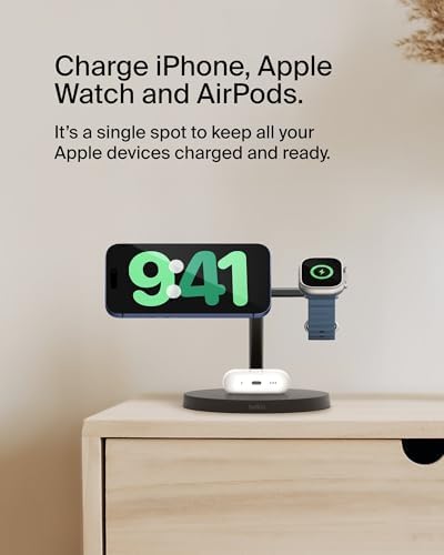Belkin Qi2 15W Wireless Charging Station, 3 in 1 iPhone Charger - Image 2