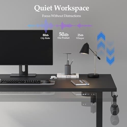 Klicelor 63 Inch Large Electric Standing Desk, Height Adjustable Office Desk, Sit Stand Up Computer Gaming Desk with Memory Preset, Three-Piece Desktop, Black - Image 5