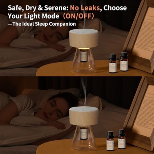 LOXIM Twilight Aromatherapy Diffuser with Sweet Dreamscape Essential Oil Blends, Atomizing Technology Diffuser with Essential Oil Set, Optional LED Light, No Water, Quiet, Battery Operated -Woodgrain - Image 6