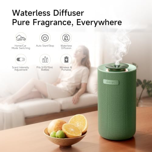 Waterless Cordless Essential Oil Diffuser, Dual Home/Car, Auto Start-Stop - Image 2