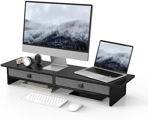 Fenge 35 Inch Monitor Stand with Drawer Storage, Computer Riser for Desk by Fenge
