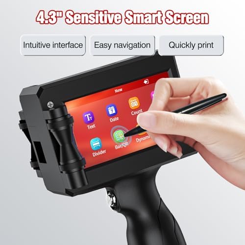 Handheld Inkjet Printer Printing Height 0.08-0.5Inch Handheld Printer Gun for Batch Code Date Time Lot Number Print on Many Materials, Inkjet Coder with 42ml Black Fast Dry Ink Cartridge - Image 5