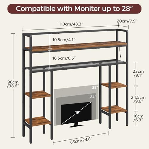 MAHANCRIS Desk Shelf, 43.3" Desk Hutch with Light Strip - Image 2