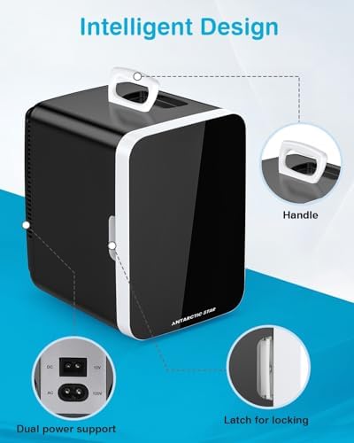 Antarctic Star Compact Mini Fridge, 10L Portable Small Refrigerator, 2.6 Gal Desktop Fridge with AC/DC Adapters, Small Cosmetics Cooler for Beverage, Food, Makeup, Bedroom, Office, Dorm, Black - Image 4