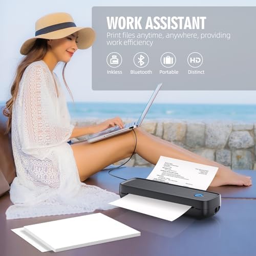 Portable Thermal Printer, Wireless & Bluetooth Mini Inkless Printer for Travel, Office, Home, Supports 8.5x11inch, Compatible with iPhone, Android, Laptop - Image 6