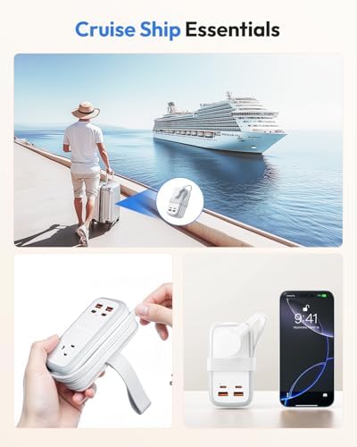 NTONPOWER GAN Ultra 65W USB Charging Station, 7 in 1 Travel Power Strip with 3 Outlets 4 USB (2 USB C), Extension Cord 4ft, Travel Essentials, Cruise Power Strip Compatible with MacBook, iPhone, White - Image 4