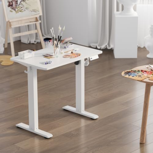 Claiks Electric Small Standing Desk, 35x20 Inch, White - Image 2