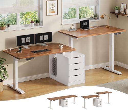 SEDETA Standing Two Person Desk with 4 Drawers, 2 Power Outlets, CPU Stand by SEDETA