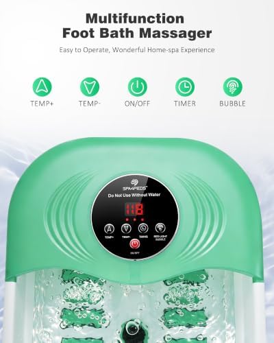 SPA4PIEDS Collapsible Heated Foot Spa Bath with Bubble, Foot Soaking Tub Featuring 8 Shiatsu Rollers, Pumice Stone and Built-in Timer for Mom, Dad and Foot Relaxation (Light Green) - Image 5