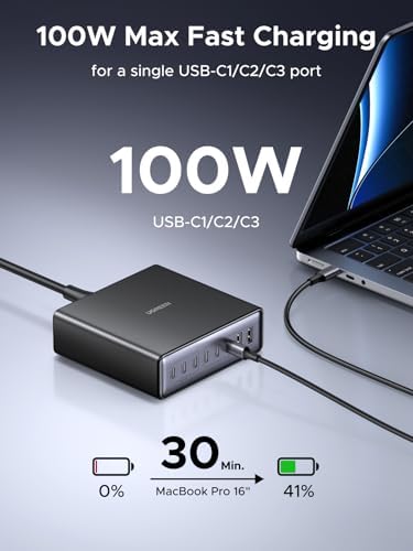UGREEN Nexode 200W GaN USB C Charging Station, 8-Port Desktop Charger with PD 100W for MacBook Pro 16"/Air, Dell XPS, iPad Pro, iPhone 17/16/15, Galaxy S25/S24, Pixel 10/9 - Image 3