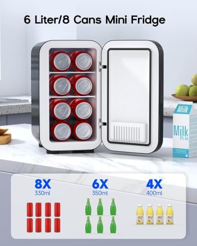 BEICHEN Mini Fridge,6 Liter / 8 Can Small Fridge for Bedroom, Car, Office - Image 2