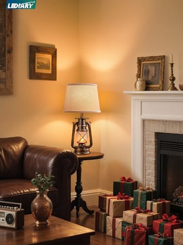 LEDIARY 18.72" Black Gold Lantern Flickering Flame Table Lamps Set of 2 - Image 4