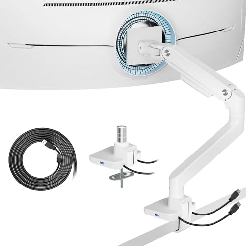 ARES WING Ultrawide Monitor Arm with USB for 17 to 49 Inch Screen, White by ARESWING