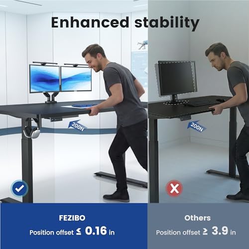 FEZIBO 71 x 37 Inch Large Electric Standing Desk 1" Thick Desktop, Black - Image 6