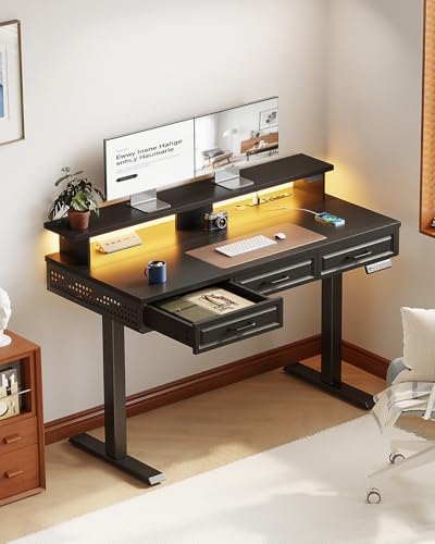 OffiGo 48 Inch Electric Standing Desk with 3 Wood Drawers - Image 2