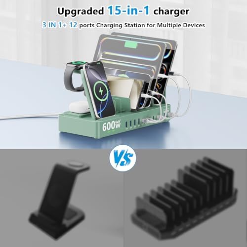 600W 3‑in‑1 Wireless Charger Stand for iPhone with 12‑Port Charging Station - Image 3