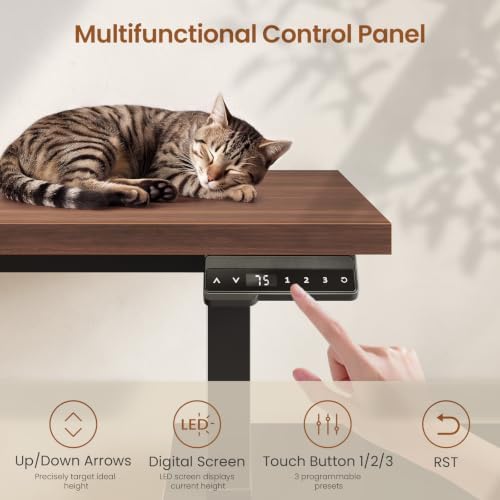 SEDETA Farmhouse L Shaped Electric Standing Desk with File Cabinet, 77 x 55'' Height Adjustable Home Office Computer Desk with 6 Drawers, Power Outlet, Sit Stand Desk, Black - Image 4