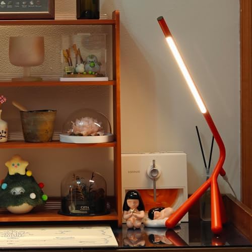 LED Creative Desk Lamp with USB Tybe-c Stepless Dimmable Eye Caring Desk Light for Home Office Bedroom Bedside College Dorm, Reading Lamp,Decorative Gift Table Lamp Red Orange - Image 4