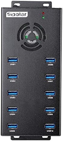 A-423 10-Port USB 3.0 Hub, 120W, 2.1A/Port, 5Gbps Charge & Sync by sipolar