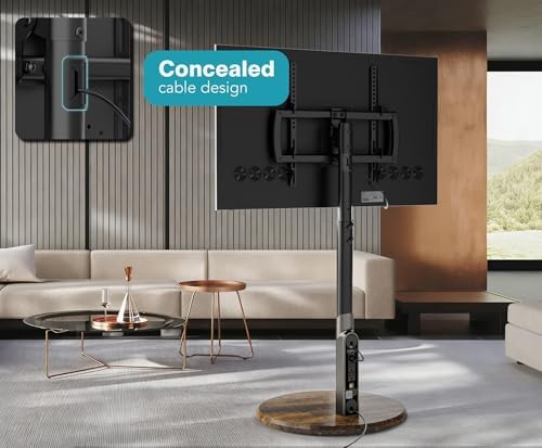Mobile TV Stand with Power Outlet, Rolling TV Cart for 27-70 Inch OLED LED Monitors, 6 Levels of Height Adjustment, Ambient RGB Lighting on The Bottom Wheels Holds up to 88lbs - Image 6