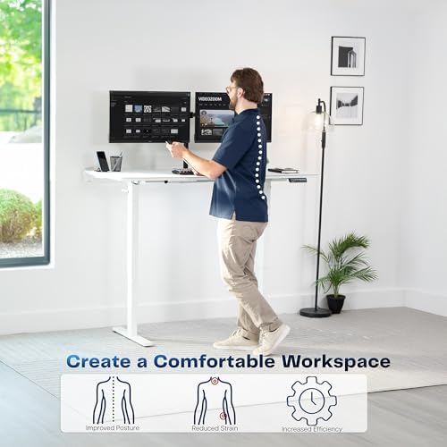 VIVO White 60 x 30 in Standing Desk, DESK-KIT-1W6-P3W - Image 4