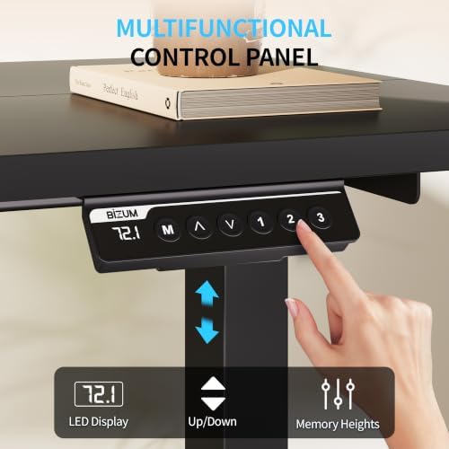 BIZUM Electric Standing Desk, 55" x 24" Height Adjustable Desk, Black Sit to Stand Desk Memory Gaming Computer Workstation for Home Office - Image 6