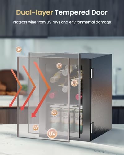 Feelfunn 24 Can Beverage Refrigerator, Mini Fridge, Black - Image 4