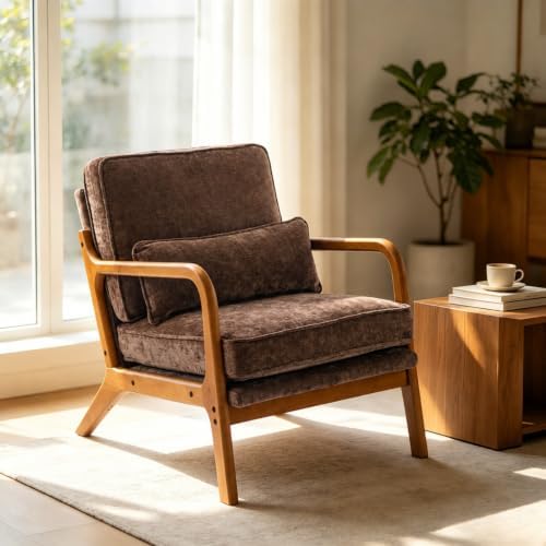 Karl home Mid-Century Modern Accent Reading Chair, Brown by Karlhome