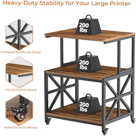 GreenForest Large Printer Stand with Wheels, 23.6"x18.9" Printer Table - Image 6