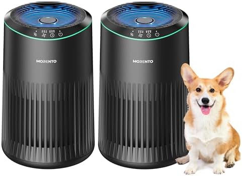 Air Purifiers for Bedroom Home for Smoke Pet Dander Odors 2 Pack Black by MORENTO