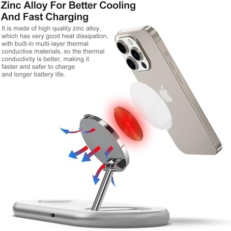 3 in 1 Charging Station for Apple - Faster Mag-Safe Charger Stand for iPhone - Magnetic Wireless Charger Station for iPhone 17/16/15/14/13/12 Series, Apple Watch Series, AirPods Pro (White) - Image 2