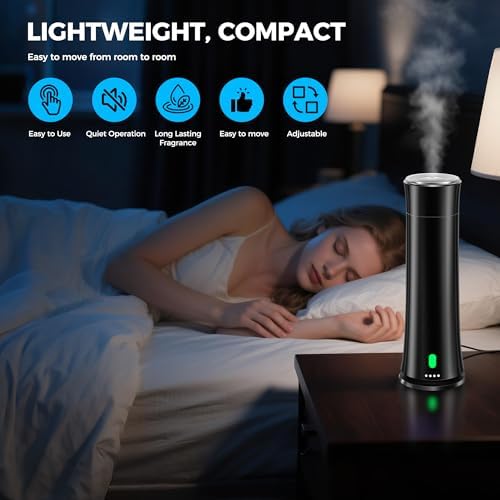 Waterless Scent Diffuser Kit — Covers 1,500 sq. ft. Suitable for Large Rooms, Home, Offices, and Hotels. Includes Five Essential Oils and Remote Control. Black - Image 5