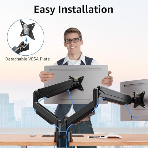 MOUNTUP Dual Monitor Mount fits 42 40 39 37 34 32 27 inch Ultrawide Screen, Holds 6.6-33lbs, Dual Monitor Arm Desk Mount, Heavy Duty Monitor Stand for 2 Monitors, with Clamp/Grommet Base - Image 5