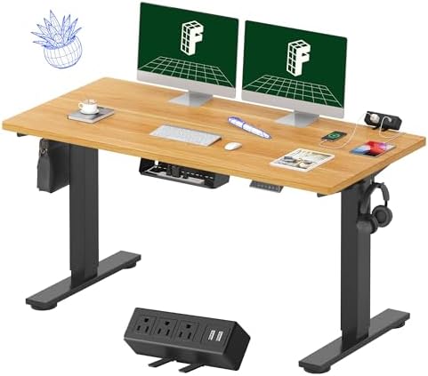 FLEXISPOT EN2 55"x28" Standing Desk with Power Strip Bundle, Maple by Unknown