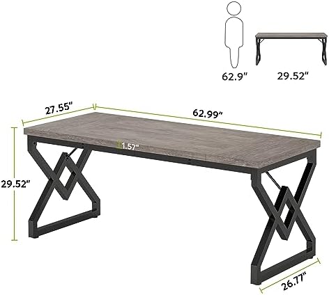 Tribesigns 63 inch Executive Desk, Industrial Computer Desk for Home Office - Image 2