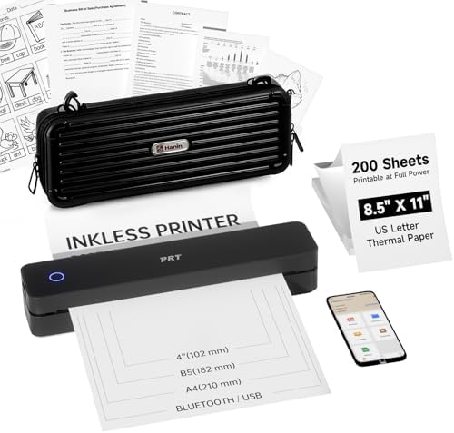 PRT Portable Printer Wireless for Travel with Carry Case& Thermal Paper by PRT